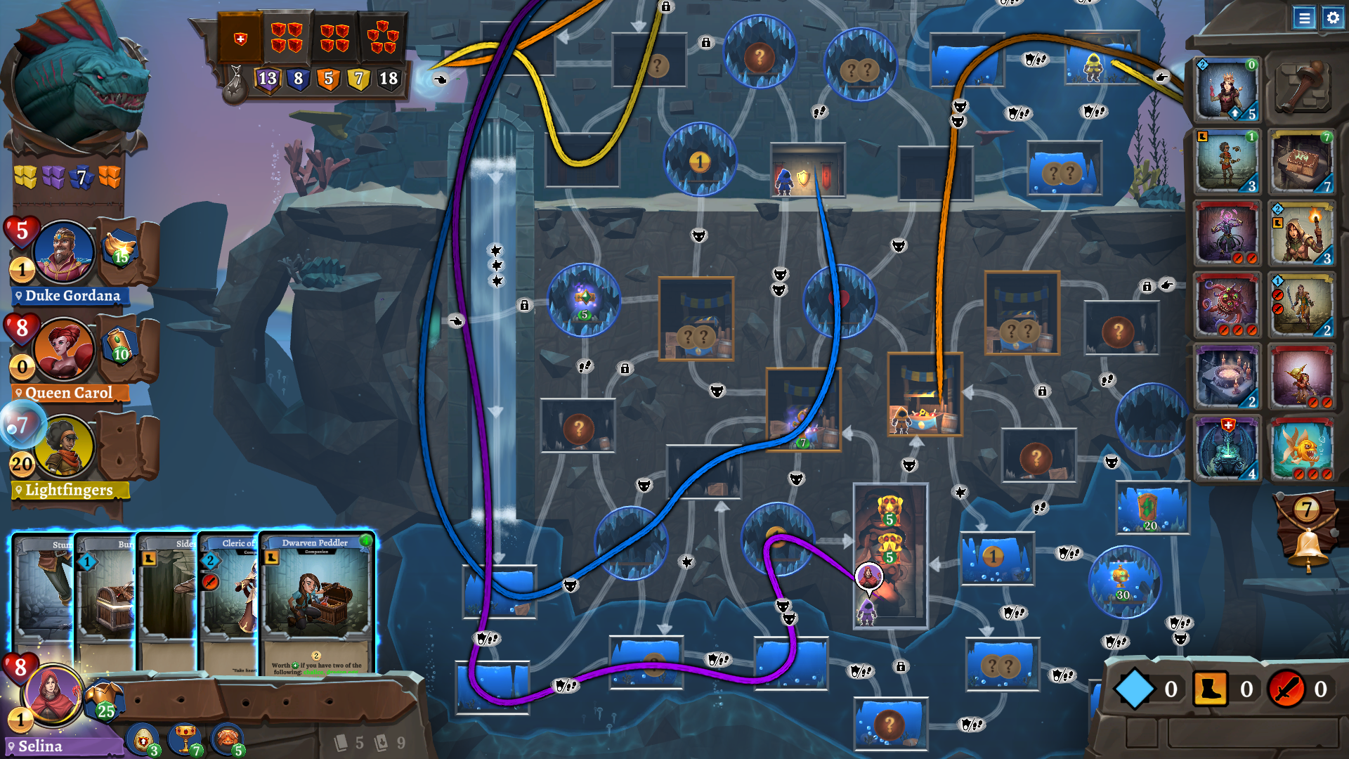 Image of movement paths in Clank!