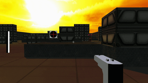 Gif of Collecting a health powerup and shooting